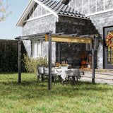 3m x 3m Aluminium Pergola – Khaki Retractable Canopy Roof, Outdoor Patio Shade Shel