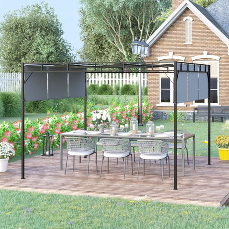 3m x 3m Steel Pergola – Sliding Retractable Roof Outdoor Shade