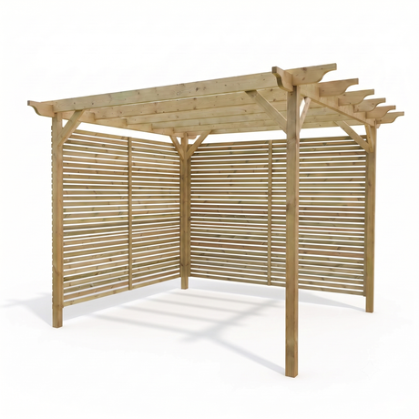 Sculpted Pergola With Shade Trellises