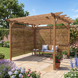 Sculpted Pergola With Shade Trellises