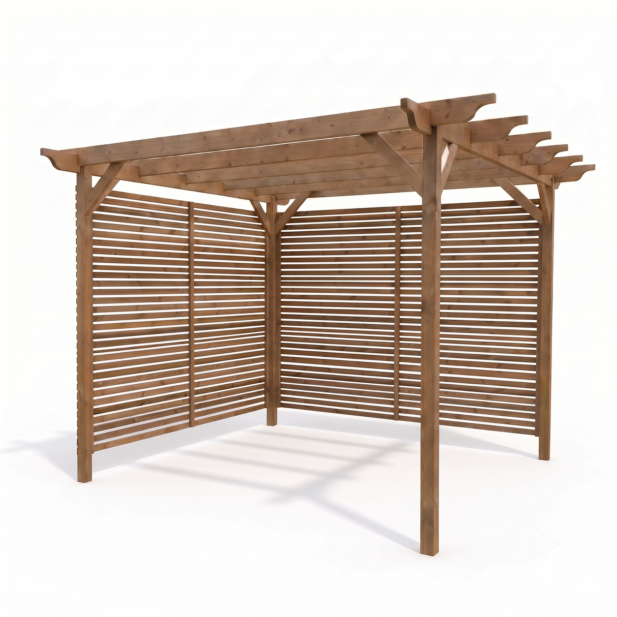 Sculpted Pergola With Shade Trellises