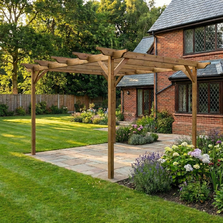 Sculpted Wooden Garden Pergola Kit