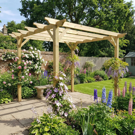 Sculpted Wooden Garden Pergola Kit