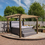 Flat Roof Wooden Pergola with Open Slatted Design - Modern Garden Pergola Structure
