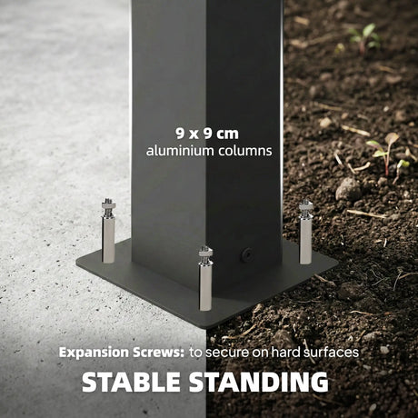 3x3m Aluminium Louvered Pergola with Polycarbonate Roof, Adjustable Panels & Drainage System – Coffee Garden Patio Gazebo