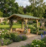 Wooden Gazebo - Katepal Green Shingle Roof - Apex Design - No Overhang