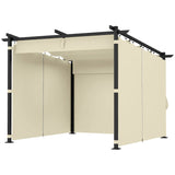 3m x 3m Retractable Roof Pergola – Beige Canopy with Curtains, Outdoor Patio Shade Shelter