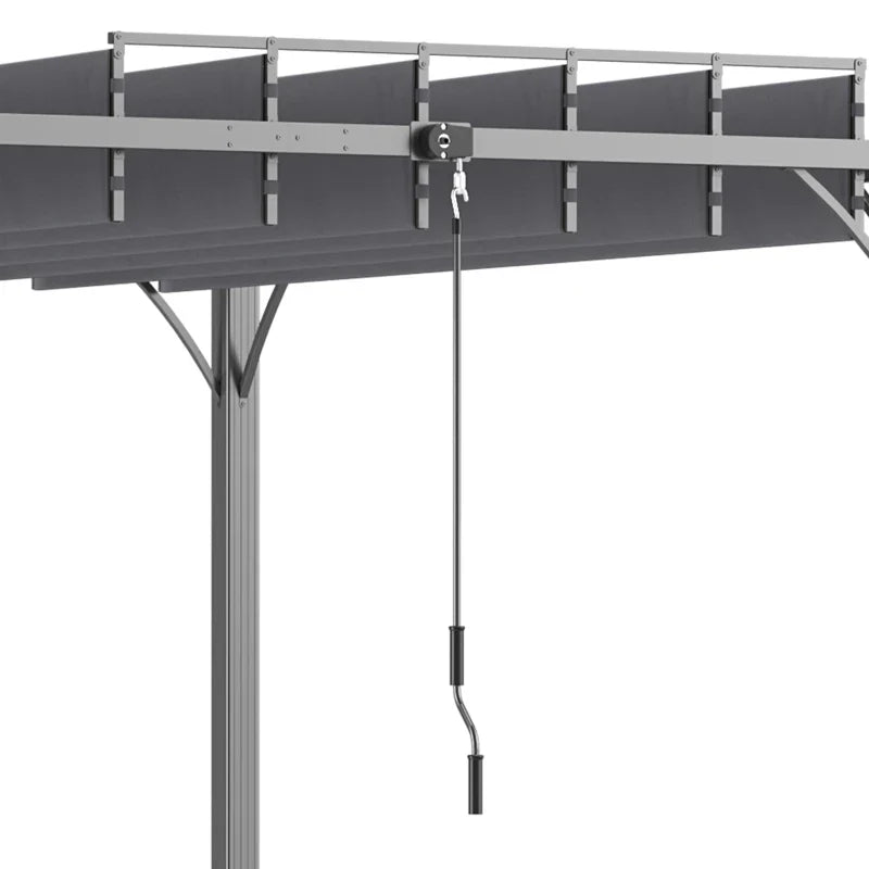 4m x 3m Aluminium Pergola – Grey Retractable Roof Patio Gazebo Canopy, Outdoor Garden Shade Shelter