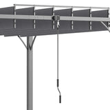 4m x 3m Aluminium Pergola – Grey Retractable Roof Patio Gazebo Canopy, Outdoor Garden Shade Shelter