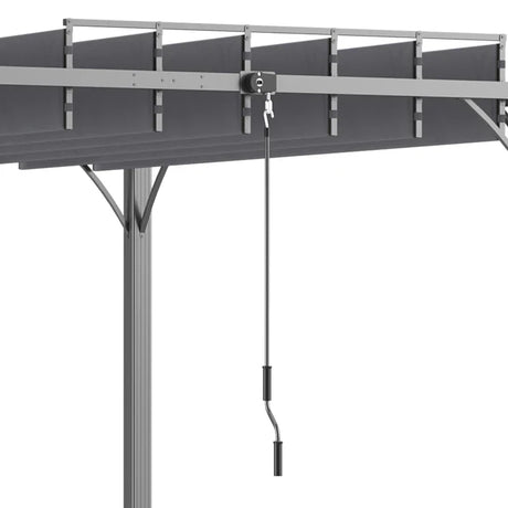 4m x 3m Aluminium Pergola – Grey Retractable Roof Patio Gazebo Canopy, Outdoor Garden Shade Shelter
