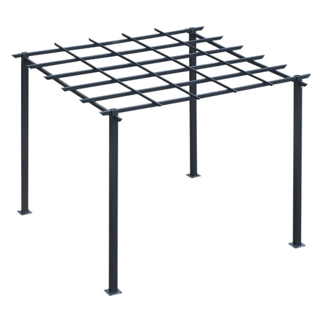 3m x 3m Metal Pergola Garden Gazebo – Outdoor Grape Trellis for Climbing Plants, Decorative Arbour Sun Shelter Frame
