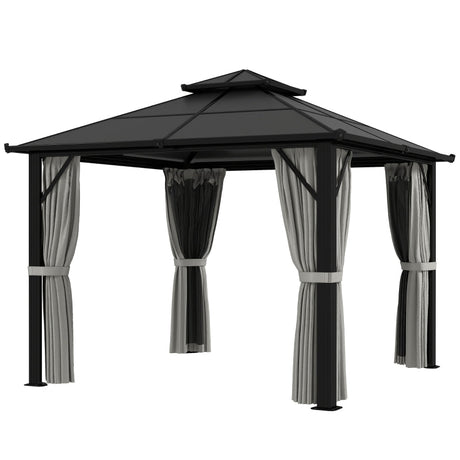 3m x 3m Hardtop Gazebo - Grey Aluminium Frame with UPF30+ Double Polycarbonate Roof