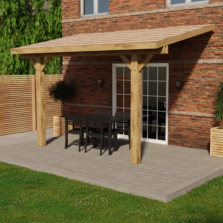 Oak Lean-To Gazebo with Cedar Shingle Roof