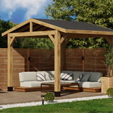 Oak Wooden Gazebo - Katepal Black Shingle Roof - Apex Design - No Overhang