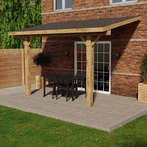 Oak Lean-To Gazebo with Katepal Black Shingle Roof