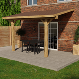 Oak Lean-To Gazebo with Katepal Brown Shingle Roof