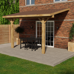 Oak Lean-To Gazebo with Katepal Brown Shingle Roof