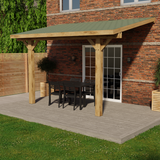 Oak Lean-To Pergola with Katepal Green Shingle Roof