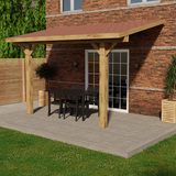 Oak Lean-To Gazebo with Katepal Red Shingle Roof