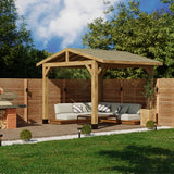 Oak Apex Gazebo with Treated Featheredge Roof – No Overhang Design