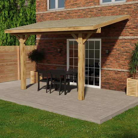 Oak Lean-To Gazebo with Treated Featheredge Roof