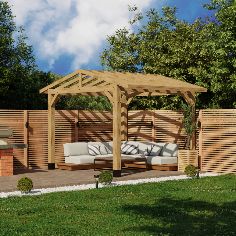 Oak Apex Pergola with Open Roof – No Overhang Design
