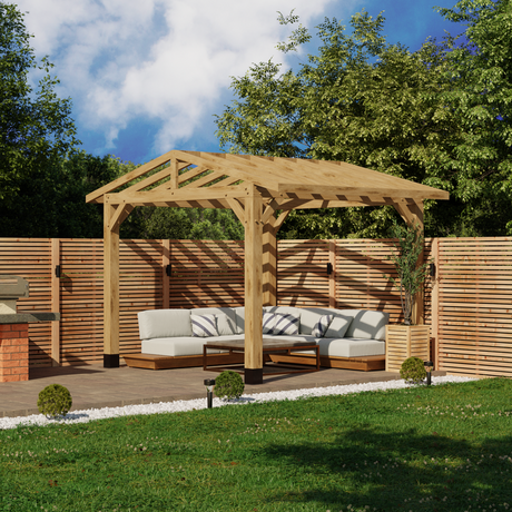 Oak Apex Pergola with Open Roof – No Overhang Design