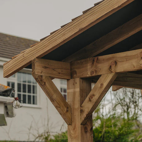 Wooden Apex Gazebo with Treated Featheredge Roof & Overhang - Premium Garden Gazebo