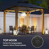 3x3M Wooden-Style Hardtop Gazebo with 2-Tier Galvanised Steel Roof, Aluminium Posts & Grey Outdoor Patio Canopy Shelter for Garden, Decking and Pergola Spaces