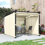 3m x 3m Retractable Roof Pergola – Beige Canopy with Curtains, Outdoor Patio Shade Shelter