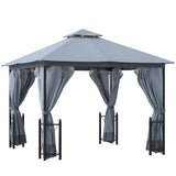 Grey 4m x 3.35m Gazebo With 2 Tier Roof