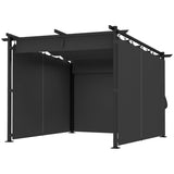 3m x 3m Retractable Roof Pergola – Dark Grey Canopy with Curtains, Outdoor Patio Shade Shelter