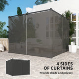 3m x 3m Retractable Pergola with Curtains – Charcoal Patio Shelter