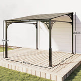 3m x 2.87m Lean-To Pergola with Polycarbonate Roof – Wall-Mounted Hardtop Garden Canopy, Durable Aluminium & Metal Frame Outdoor Patio Cover