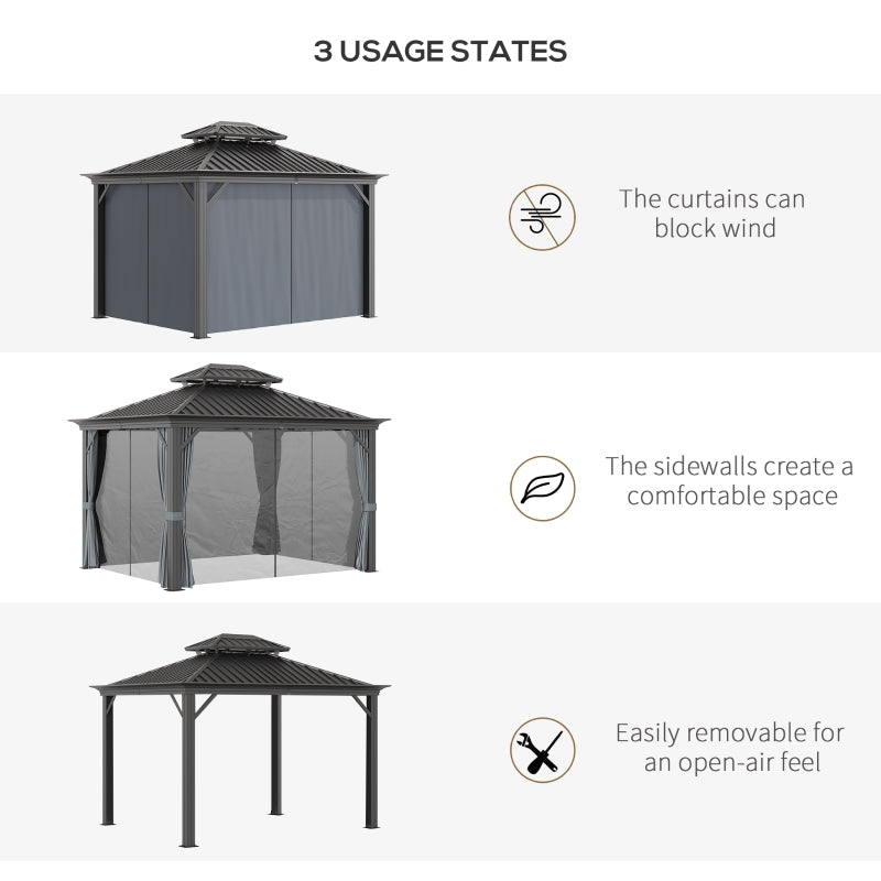 Grey 3m x 3.7m Hardtop Gazebo