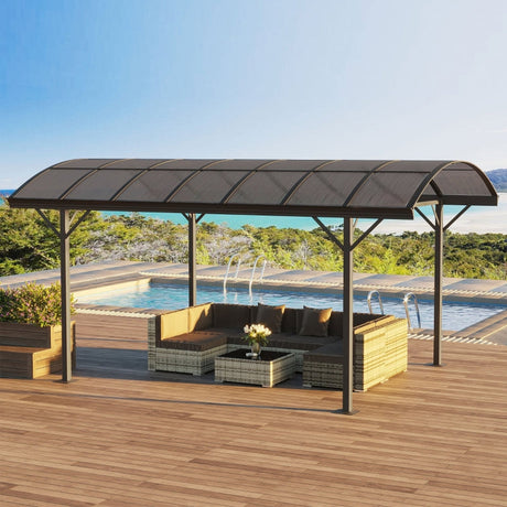 5m x 3m Aluminium Hardtop Gazebo – Brown Polycarbonate Roof Shelter