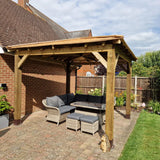 Wooden 4 Pitch Gazebo with Cedar Featheredge Roof – Classic Garden Shelter