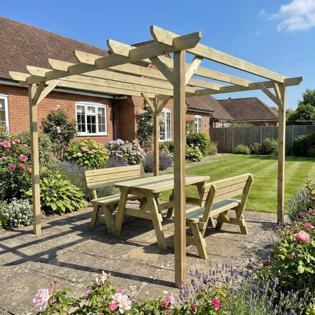 Chamfered Wooden Garden Pergola Kit