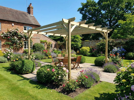 Chamfered Wooden Garden Pergola Kit