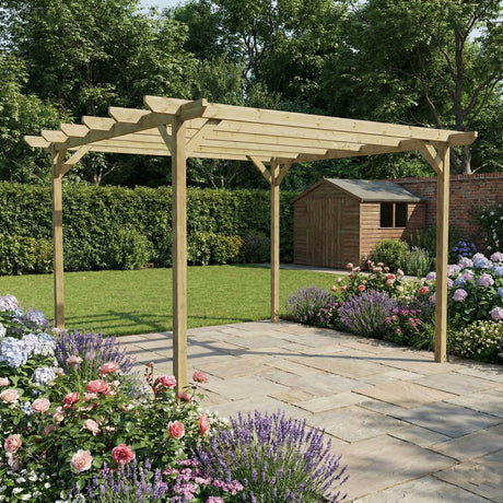 Chamfered Wooden Garden Pergola Kit