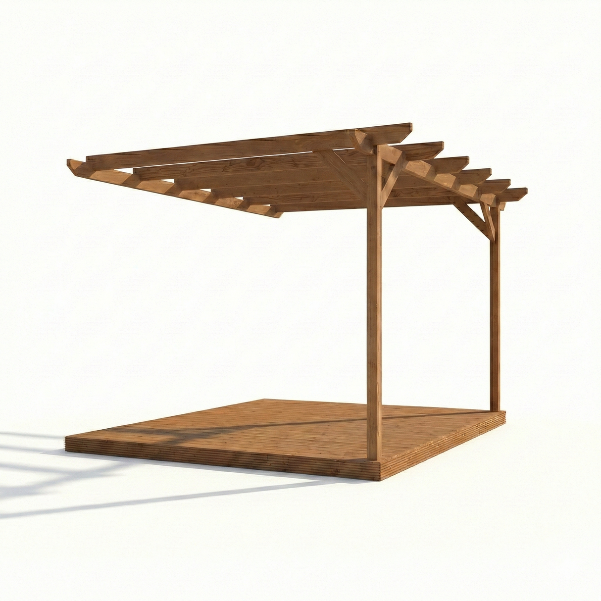 Wall Mounted Pergola and Decking Kit Chamfered Design