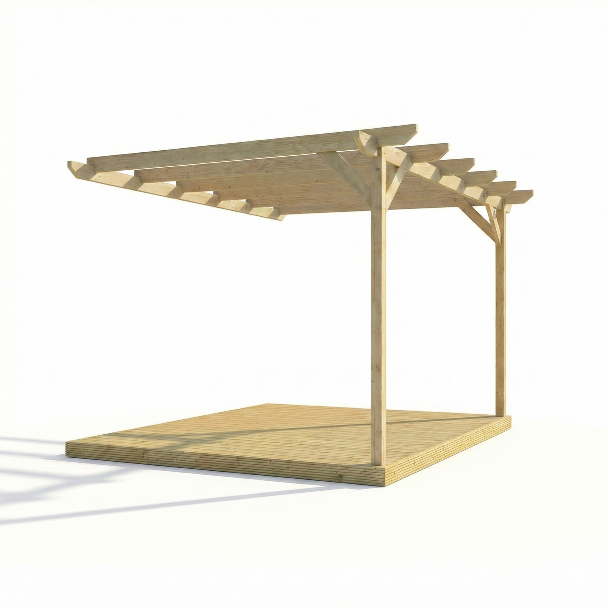 Wall Mounted Pergola and Decking Kit Chamfered Design