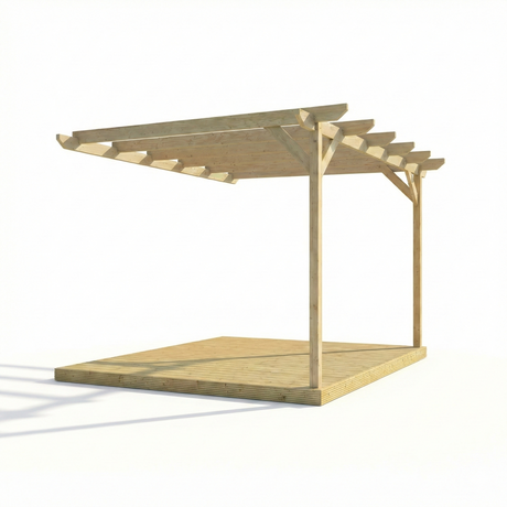 Wall Mounted Pergola and Decking Kit Chamfered Design
