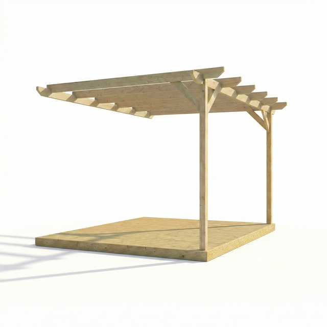 Wall Mounted Pergola and Decking Kit Chamfered Design