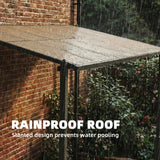3.6m x 3m Lean-To Metal Pergola with Polycarbonate Hardtop Roof & Drainage Gutters – Aluminium Wall-Mounted Gazebo Patio Cover, Modern Outdoor Shelter, Dark Grey