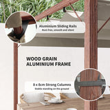 3m x 3m Aluminium Pergola – Retractable Canopy Roof, Wood Effect