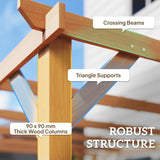 4x3m Wooden Pergola Kit with Triangle Supports – Garden Gazebo Grape Trellis Frame, 6-Beam Maple Wood-Effect Design