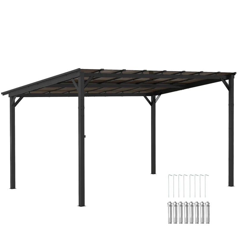 3m x 4.3m Metal Pergola – Waterproof Polycarbonate Roof UPF50+, Outdoor Patio Garden Shade Shelter
