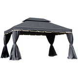 3 x 4m Black Aluminium Garden Gazebo Canopy Shelter Pavilion Tent with Nets and Curtains for Outdoor Parties