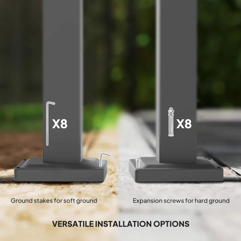 3m x 3m Retractable Roof Garden Pergola – Grey Sun Shade Canopy, Outdoor Patio Shelter